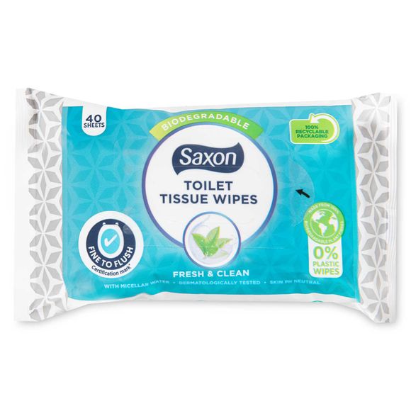 Saxon Fresh Toilet Tissue Wipes 40 Pack